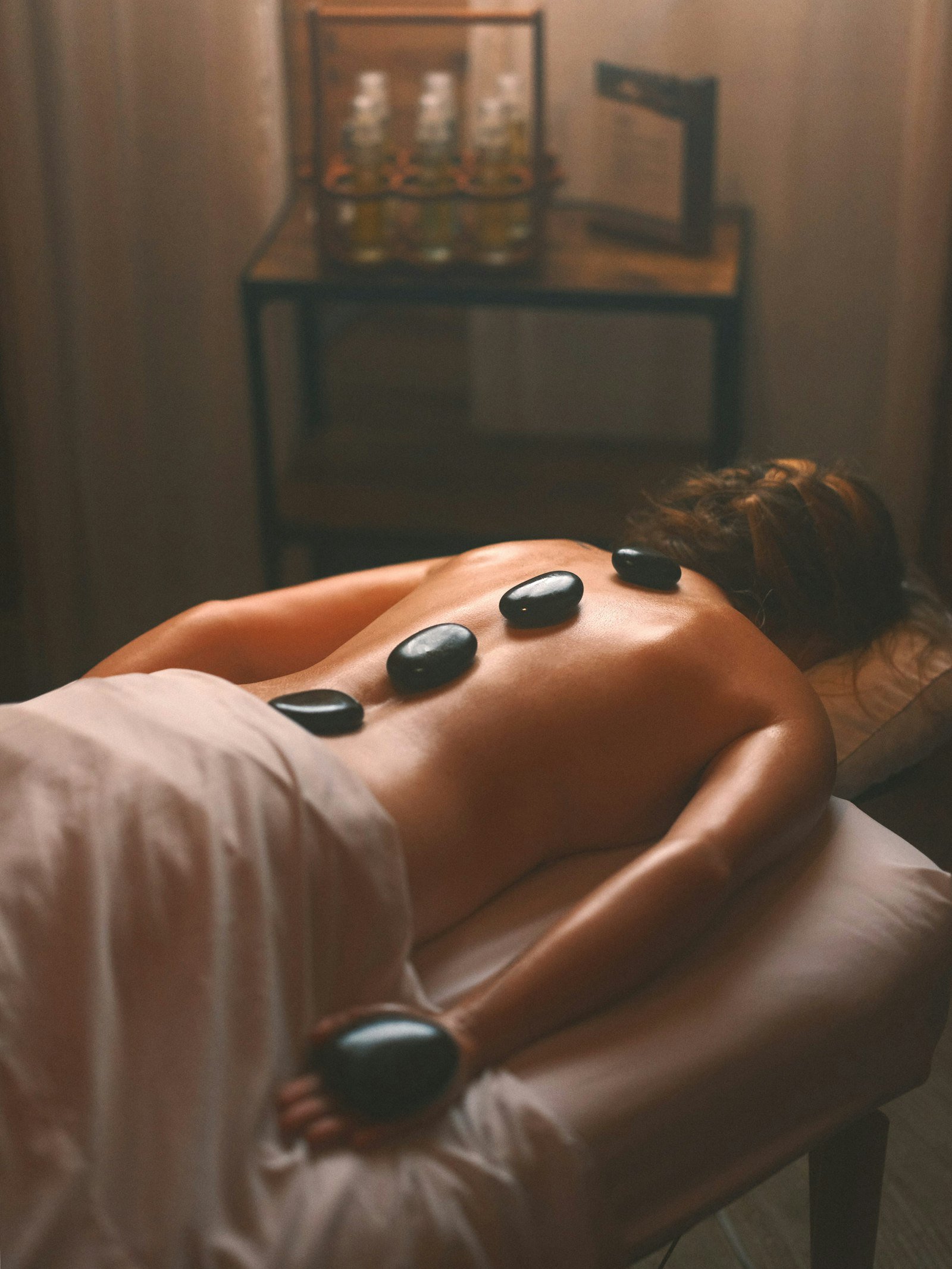 Soothing hot stone therapy